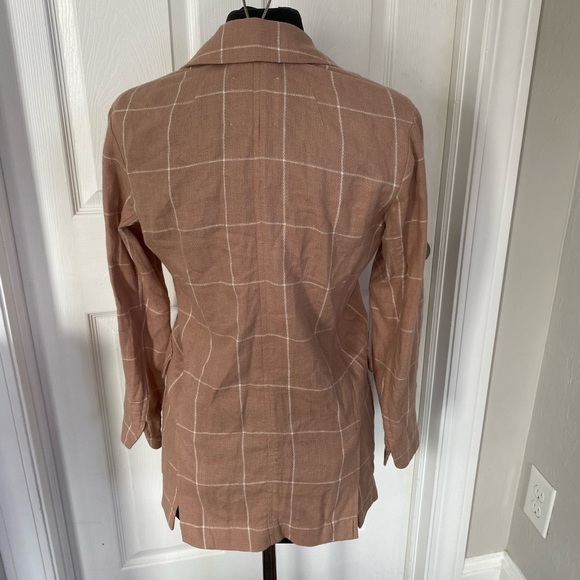 Madewell Breezewoven Larsen Blazer in Windowpane Linen Sandstone - Picture 2 of 3